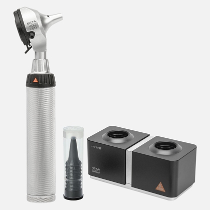 HEINE BETA 400 LED F.O. otoscope 3.5V, rechargeable handle BETA4 NT, desktop charger NT4, specula