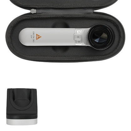 HEINE DELTA 30 UV dermatoscope with contact plate with scale, Charger 30 desktop charger, E4-USBC power supply with cable, case