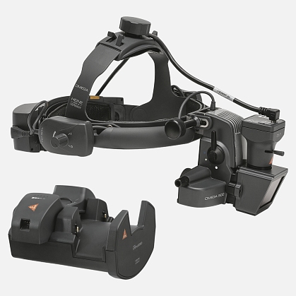 HEINE Omega 500-LED Indirect Ophthalmoscope with DV1 Digital Video Camera with Headband, EN 50 UNPLUGGED Wall-Mounted Charger and two mPack UNPLUGGED Charging Blocks (LiPOL)