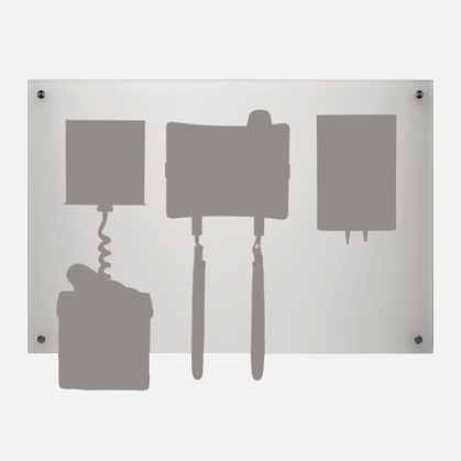 Mounting panel for HEINE EN 200 diagnostic center with GAMMA XXL LF-WB sphygmomanometer, cuff basket and specula dispenser