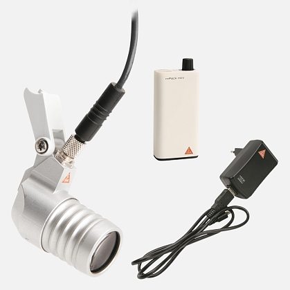 HEINE LoupeLight LED headlight, mPack mini power supply, E4-USB mains adapter