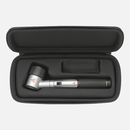 HEINE mini 3000 LED dermatoscope with contact plate without scale, mini 3000 battery handle, case.