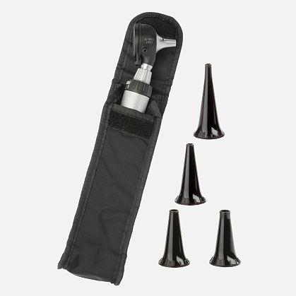 HEINE K 180 LED F.O. otoscope 2.5V, BETA battery handle, specula, soft case