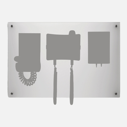 Mounting panel for HEINE EN 200 diagnostic center with GAMMA XXL LF-W sphygmomanometer and specula dispenser
