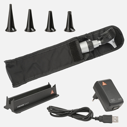 HEINE K 180 LED F.O. otoscope 3.5V, rechargeable handle BETA4 USB, specula, soft case